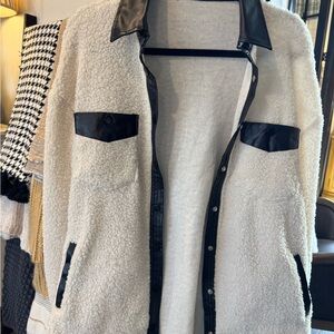 Chic White and Black Sherpa Jacket